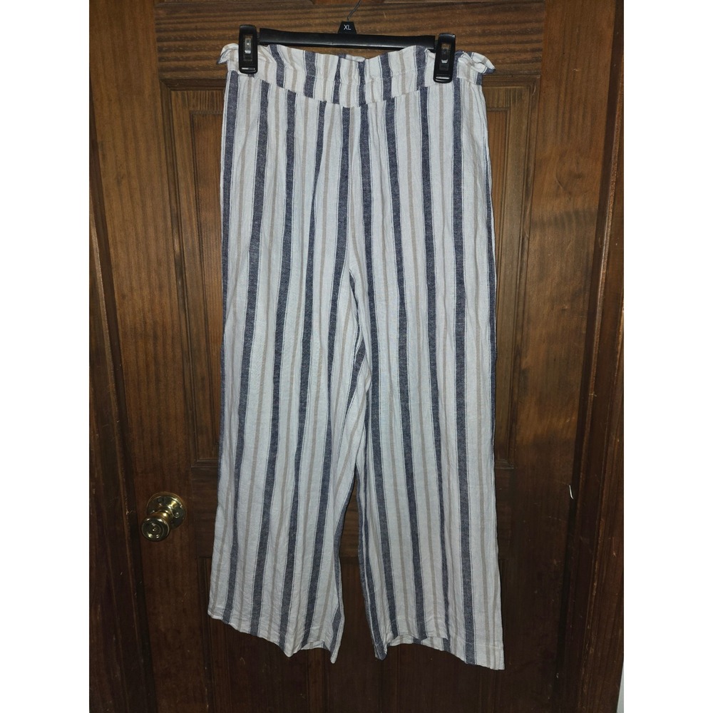 Laundry by Shelli Segal Womens Striped Wide Leg Paperbag Waist Pants Small White
